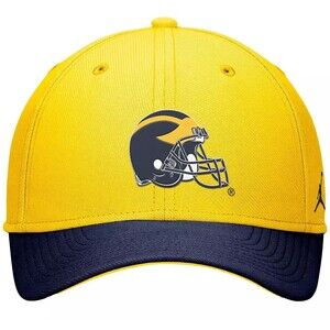 Jordan Michigan Wolverines Football Rise Swoosh Flex Hat Cap Maize Blue M/L